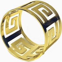 تصویر حلقه دستمال سفره فلزی آبکاری طلایی طرح G 