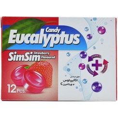 تصویر آبنبات مکیدنی اکالیپتوس با طعم توت فرنگی سیم سیم 12 عددی Sim Sim Candy Eucalyptus 12 Pcs