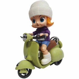 تصویر عروسک دختر موتور وسپا سوار تکچرخ زن موزیکال ا MOTOR TIDE FIOW CAR MOTOR TIDE FIOW CAR