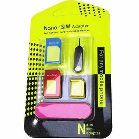 تصویر تبدیل سیم کارت های نانو و میکرو به استاندارد نانو سیم‌ ا Simadapter 5 In 1 Nano Sim Adapte Simadapter 5 In 1 Nano Sim Adapte