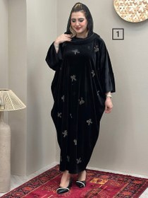 تصویر مانتو عبایی مخمل پاییزه - قلبی 