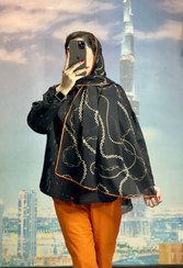 تصویر شال مشکی طرح دار 
