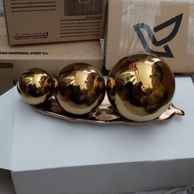 تصویر گوی سرامیکی دکوراتیو 3 تایی(سایز بزرگ) طلایی 