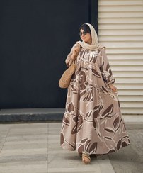 تصویر پیراهن ساحلی آشیلدا رنگ کرم طرح پریا 