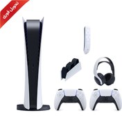 تصویر کنسول بازي سونی PS5 Digital | به همراه یک دسته اضافه + پایه شارژر + هدست + ریموت Playstation 5 Digital + 1 extra controller + charger + Headset + Remote