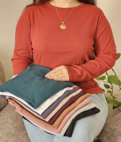 تصویر بلوز زنانه یقه گرد کبریتی 