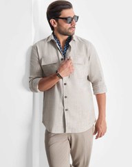 تصویر پیراهن دو جیب طرح دار 2410102 کروم 