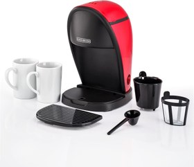 تصویر قهوه ساز بلک اند دکر مدل Black+Decker Coffee Maker DCM48-B5 به همراه دو فنجان Black+Decker Coffee Maker DCM48-B5 450W With Two Coffee Mugs And Measuring Spoon Set Red