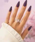 تصویر انگشتر قلب جواهری با سنگ صورتی 