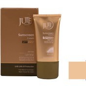 تصویر ضد آفتاب رنگی اس پی اف 50 مناسب پوست چرب ژوت بژ روشن ا Jute Oily Skin SPF50 Sunscreen Cream Jute Oily Skin SPF50 Sunscreen Cream