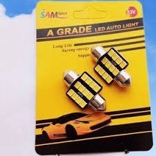 تصویر لامپ فشنگی چراغ سقف خودرو 12 SMD زرد لیمویی سام 