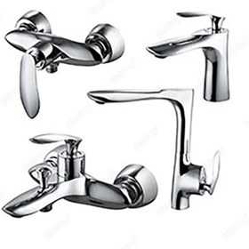 تصویر ست شیرآلات اوج مدل الگانت طلامات Owj faucet set, Elegant matte golden model,