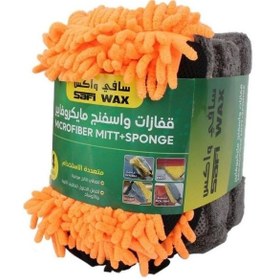 تصویر اسفنج و دستکش میکروفایبر مدل Mitt Sponge مجموعه 4 عددی 