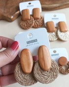 تصویر گوشواره ی حصیری و چوبی - رنگ 