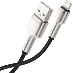 تصویر کابل تبدیل USB به لایتنینگ باسئوس 25 سانتی متر 2.4A مدل Baseus Metal Cable CALJK-01 