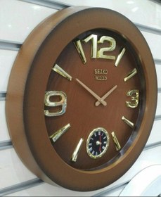 تصویر ساعت دیواری سیکو وود دو موتوره آرامگرد ا Seiko wood wall clock with two motors, Aramgard Seiko wood wall clock with two motors, Aramgard