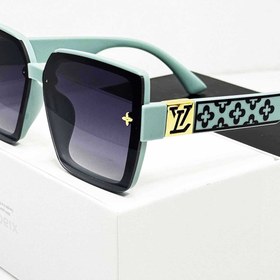 تصویر عینک آفتابی زنانه فریم سبزآبی طرح LV | استایل خاص و لاکچری 2025 