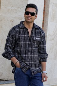 تصویر پیراهن کنفی مردانه - مشکی طرح دار / XL 