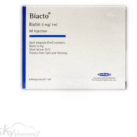 تصویر آمپول بیوتین 5 بیاکتو اکتوورکو 6 عدد Actoverco Biacto 5 Mg Ampoul 6 Pcs