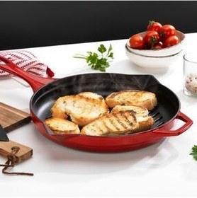 تصویر تابه GUSS CHEF CASTING ROUND GRILL PAN 28CM 1 PIECE RED Schafer 