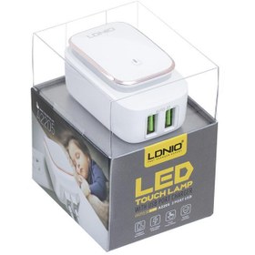 تصویر آداپتور سفید 2 پورت LDNIO دارای چراخ خواب مدل A2205 - سفید 