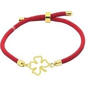 تصویر دستبند طلا عیار 18 زنانه شمیم گلد گالری مدل آسانسوری پلاک دار طرح برگ 