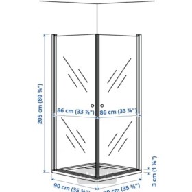 تصویر کابین دوش با 2 درب / سینی ایکیا مدل IKEA OPPEJEN / FOTINGEN تحویل 29 روزه IKEA OPPEJEN / FOTINGEN