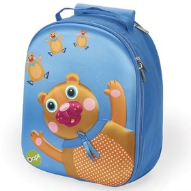 تصویر چمدان چرخ دار کودک اوپس Oops مدل ترولی طرح خرس رنگ آبی 