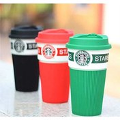 تصویر لیوان دمنوش استارباکس با روکش سیلیکونی 
