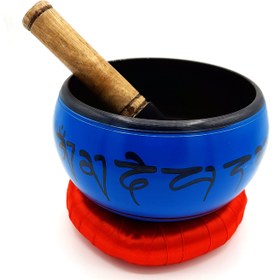 تصویر کاسه تبتی آلومینیوم آبی 15cm 