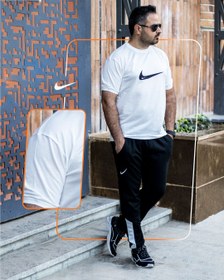 تصویر ست تیشرت شلوار سفید مشکی مردانه آستین کوتاه Nike مدل 1537 