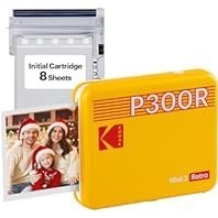 تصویر چاپگر عکس قابل حمل KODAK Mini 3 Retro 4PASS (3x3 اینچ) + 8 برگ، زرد KODAK Mini 3 Retro 4PASS Portable Photo Printer (3x3 inches) + 8 Sheets, Yellow