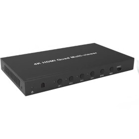 تصویر سوئیچ کواد 4 کانال HDMI v2.0 بدون وقفه کیفیت 4K + خروجی صدا +ریموت/RS232 فرانت 