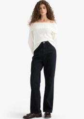 تصویر شلوار جین راسته زنانه مشکی دفکتو 