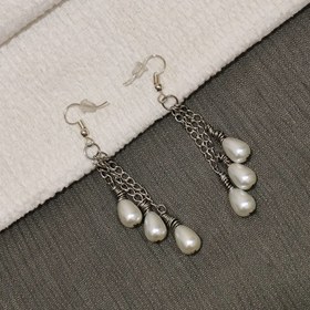 تصویر گوشواره آویز مروارید 