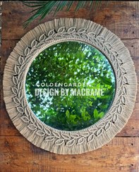 تصویر آینه مکرومه مدل برگین Macrame mirror
