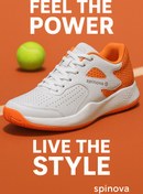 تصویر کفش تنیس مردانه اسپینوا سفید و نارنجی 