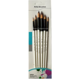 تصویر قلم مو سر گرد 6 عددی مدل Artist Brushes 