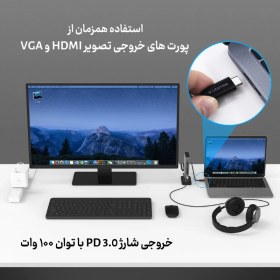 تصویر هاب و داک استیشن USB-C ده پورت لنشن مدل D55 Lention D55 10-in-1 USB Type-C Multifunction Docking Station