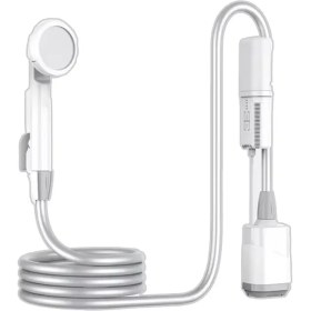 تصویر دوش قابل حمل شارژی باتری جدا چراغ قوه دار 