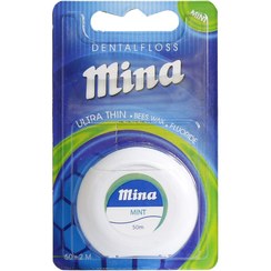 تصویر نخ دندان فوق نازک مینا با اسانس نعنا 50 متر Mina Waxed Extremely Thin Dental Floss 