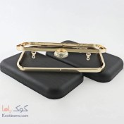 تصویر کیف کلاج دهانه قابدار انگشتری نگین دار 19 سانت 