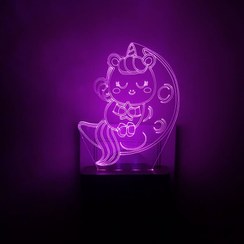 تصویر چراغ خواب دیواری اتاق کودک طرح ماه و اسب تک شاخ 