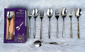 تصویر قاشق و چنگال زیبا ۱۲ عددی استیل مناسب ۶ نفر 