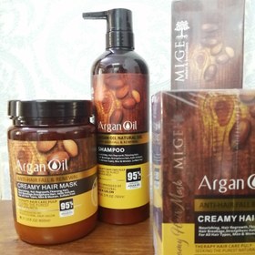 تصویر پک 3 تایی شامپو و ماسک و روغن آرگان میگ ا Mige Argan oil pack Mige Argan oil pack