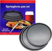 تصویر سینی پخت پیتزا گرد ۳ تایی با روکش نچسب مناسب فر و آون توستر 