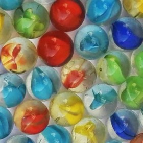 تصویر تیله شیشه ای گلدونه مدل سه پر چند رنگ بسته 100 عددی (قطر 1.5 سانتی متر) 