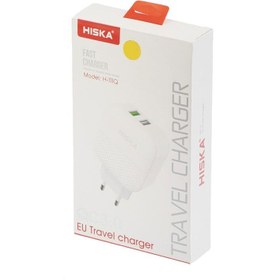 تصویر شارژر دیواری هیسکا مدل H-112PD به همراه کابل تبدیل لایتنینگ hiska h112pd wall charger with lightning charger