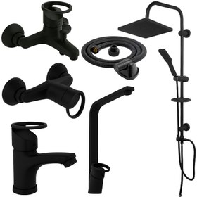 تصویر ست شیرآلات فراست پویا مدل تیدا فلت M1 مجموعه 6 عددی 