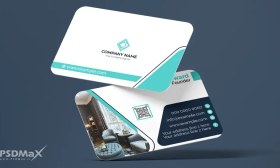 تصویر کارت ویزیت شرکتی سفید بصورت لایه باز 